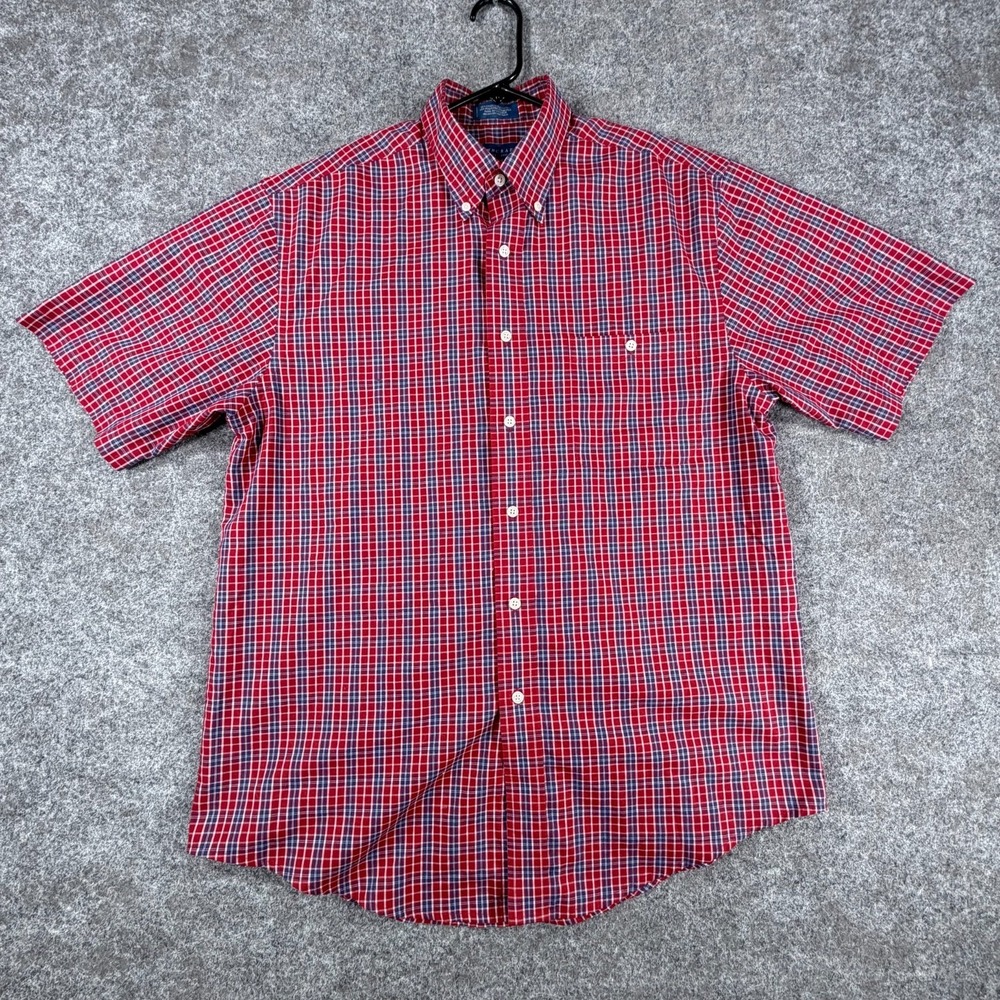 Towncraft Shirt Mens Medium Multi Wrinkle Free Plaid Stain Release Button Down
